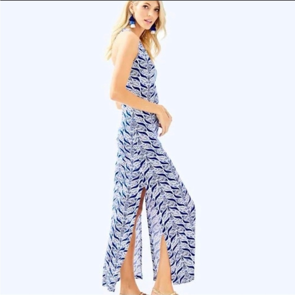 Lilly Pulitzer Navy and White Patterned Maxi Dress NWOT